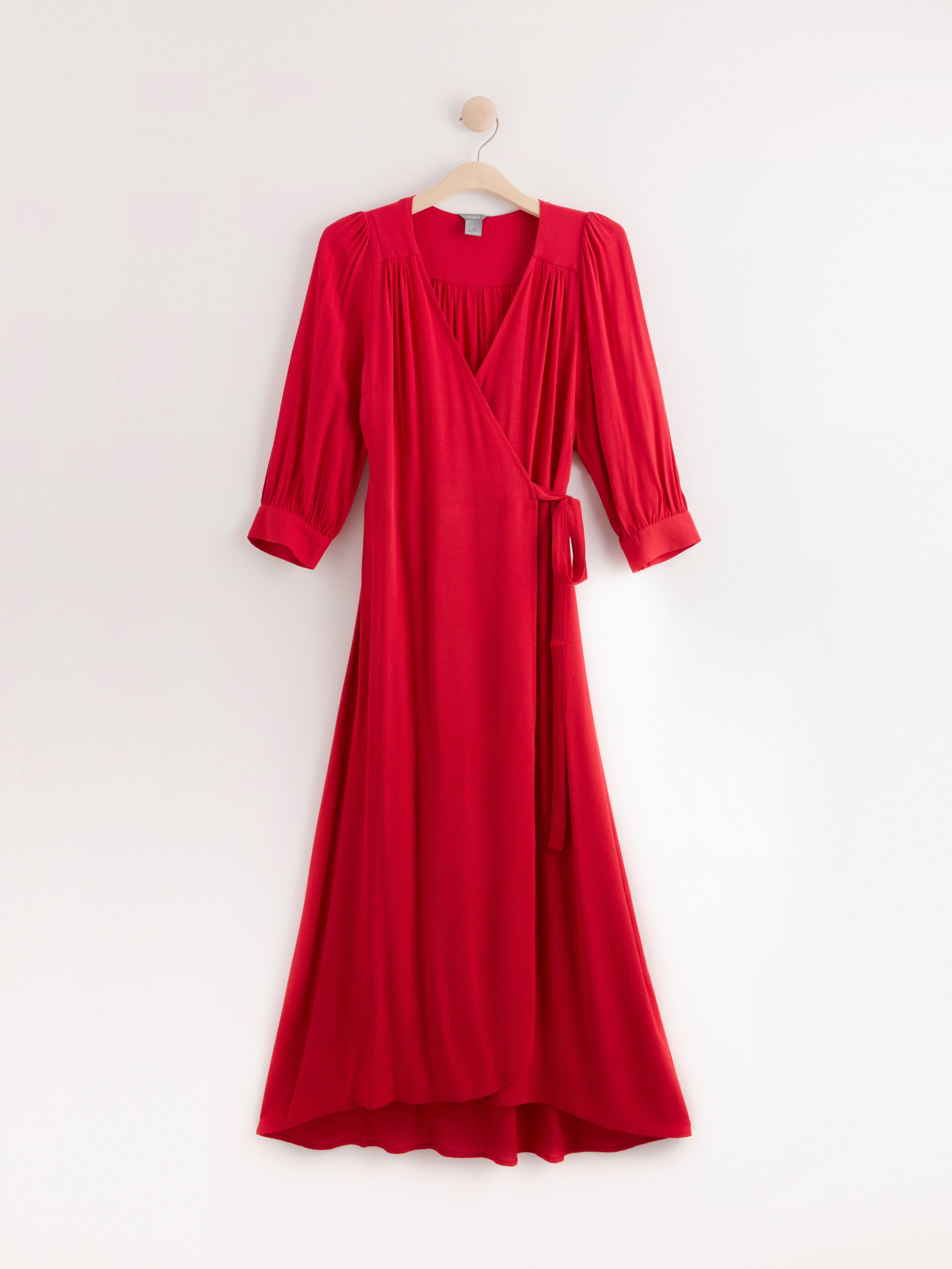 Wrap dress with puff sleeve | Lindex Europe